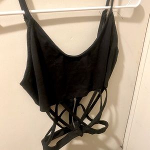 Black crop top with zipper enclosure
